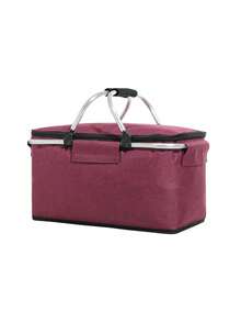 1pc Foldable Picnic/Shopping Basket, Large Insulated Basket With 2 Handles, Waterproof Lining, Suitable For Beach, Camping, Shopping - A - View 14