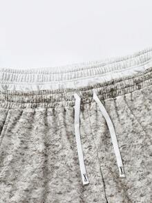 Vintage Distressed Dual-Layer Drawstring Loose Straight Leg Casual Pants, Men - Light Grey - View 4