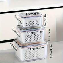 18/9/6-Piece Food- Drainage Baskets. Household Airtight Refrigerator Fresh-Keeping Storage Containers With Drain Basket And Lid For Storing Various Fruits And Vegetables. 6/3/2 Boxs+6/3/2 Covers +6/3/2 Drain Nets - View 3