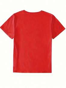 Playera camiseta gráfica dama mujer manga corta cuello redondo básica cómoda fresca ligera moderna juvenil casual estampado sn judas san juditas tadeo girasoles flores flor floral  letras - Rojo - Ver 2