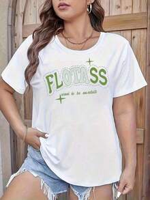 Camiseta Versátil de Talla, Camiseta Casual para Mujer con Estampado de Letras, Cuello Redondo y Manga Corta, la Tela Cómoda y Transpirable - Camiseta Unisex de Estilo Urbano Vintage, Holgada, de Algodón, con Cuello Redondo y Manga Corta. - Blanco - Ver 6