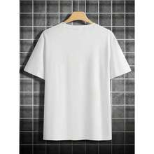 Women's Short-Sleeved T-Shirt, 100% Cotton, Classic Cut, Lion And Jesus Print, Round Neck, Casual Everyday Top For Summer, Women's Clothing, White Color, Summer Style. - 白色 - 查看 4