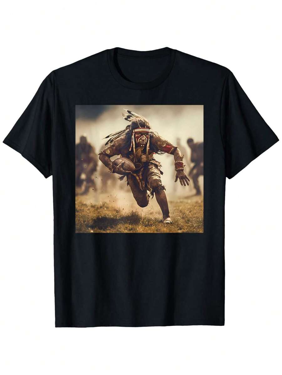 Camiseta de fútbol americano para hombre-Camiseta unisex casual de manga corta, con un estampado de guerreros nativos americanos montados en caballos, disponible en tallas S-XXXL, adecuada para todas las estaciones, ideal para eventos deportivos, fiestas temáticas y uso diario.-Ropa cultural transpirable de cuello redondo, adecuada tanto para hombres como para mujeres, camiseta estampada para hombre, camiseta estampada vintage, camiseta holgada para hombre, camiseta de diseñador para hombre, camiseta blanca para hombre, camiseta para hombre, camiseta de Halloween.ParaFiesta&DiarioDesgaste, PerfectoParaVacaciones&Tiempo de juego, genialParaFiesta&FamiliaVacaciones, EscuelaWearStreetEstilo, a la modaModa, TendenciaClimaRopa de veranoInformalWearStreetEstilo, a la modaModa, TendenciaClimaRopa de veranoInformalRopa - Negro - Ver 1