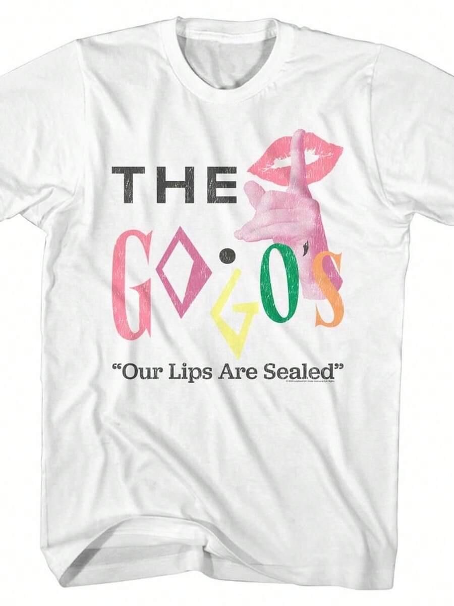 Go-Go's Lips Are Sealed White Adult-Shirt - Negro - Ver 1