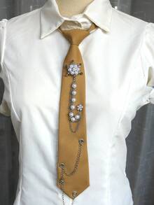 1pc Snowflake Chain Tie-Free Necktie, Casual Business Party Gift, Daily Preppy Street Style - Multicolor - View 14