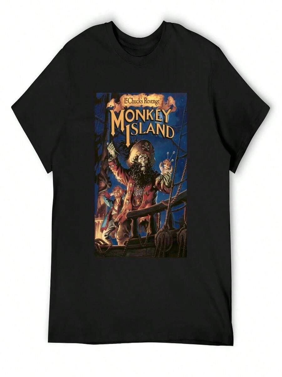 Conjunto de camiseta blanca de Monkey Island 2 Secrets para verano, tallas grandes, para mujer. - Negro - Ver 1