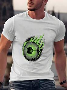 Camiseta gráfica blanca de manga corta con balón de fútbol verde y llamas estilizadas en diseño urbano, ideal para entusiastas de los deportes y estilo casual - Perfecta para el verano y actividades al aire libre, combina con cualquier look y resalta tu energía y dinamismo. - Negro - Ver 6