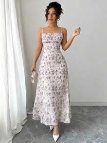 Vestido floral elegante, verano - Morado 3 - Ver 1