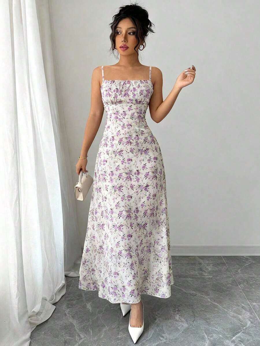 Vestido floral elegante, verano - Morado 3 - Ver 1