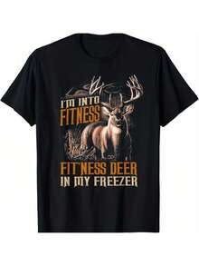 [Entrega Rápida] Me Encanta el Ciervo Deportivo en Mi Refrigerador - Camiseta de Caza de Ciervos, Unisex, Regalo de Navidad, Halloween, Acción de Gracias, Año Nuevo para Novios, Novias, Padres, Amigos, Camiseta Unisex de Tela Suave Negra, 100% Algodón - Negro - Ver 7