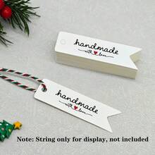 100PCS Handmade Hang Tags, White Dovetail Hanging Gift Tags With "Handmade With Love" Letter For Birthday Party Crafts DIY Project - View 6