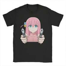 Bocchi Gotoh Hitori Unisex Cotton T-Shirt By M1en WoM1en, Bocchi The R1OCk, Humorous Print Cotton T-Shirt With Crew Neck And Short Sleeves. Made From Thick 220g Cotton, This Unisex T-Shirt Is Soft, Breathable, And Has Excellent Elasticity. It's Skin-Friendly And Comfortable For All-Day Wear. The Classic, Casual Design Is Easy To Match And Perfect For Everyday Outings, Streetwear, Sports, Dates, And Casual Get-Togethers Year-Round. - 黑色 - 查看 1