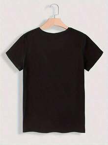 Maomao Blue Cartoon Character T-Shirt - Casual Crew Neck, Short Sleeve, Medium Stretch Fabric For Summer, Perfect For Home And Sports, Casual Wear | Playful Design | Medium Stretch Material Y2k T-Shirt Shirt - 黑色 - 查看 2