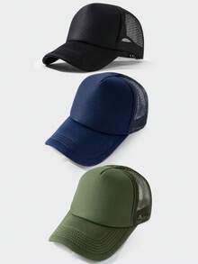 3pcs Solid Color Casual Mesh Breathable Baseball Cap For Women - Multicolor - View 15