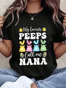 Soft, Breathable, And Lightweight For All-Day Comfort. Women's "Call Me Nana" Print T-Shirt, Crew Neck, Easter Gift, 220g. Classic Neckline With A Relaxed Fit That Flatters All Body Shapes And Is Easy To Pair With Jeans, Shorts, And Leggings. - 白色 - 查看 7