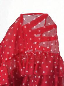 Women's Sexy Polka Dot Print Tie-Neck Tankini Swimsuit With Open Back, Suitable For The Beach And Vacation - 紅色的 - 查看 6