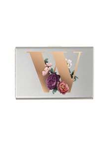 Red Flowers And Gold Letters A-Z Initial Pattern Slim Card Case Minimalist Aluminium Metal Wallet RFID Privacy Protection Credit Card Holder ID Business Card Pouch Portable Card Organizer Thin Metal Purse Multifunctional Card Storage Box For Daily Commute - Multicolor - View 14