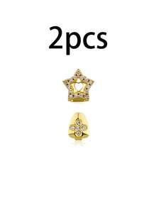 6PCS Gold Grillz For Teeth,Gold Plated Diamond Grillz Set,Hip Hop Teeth Grillz With Fitting Tool,Custom Fit Iced Out Fake Tooth Caps For Men & Women - Gold - View 6