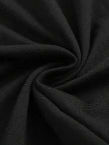 Nuevas llegadas para el verano. Camiseta estampada de color, cuello redondo, manga corta, casual y cómoda, suave y transpirable, diseño clásico, versátil para el día a día, buena elasticidad, adecuada para todas las estaciones. Blusa, camisa > Hermosa. - Negro - Ver 4