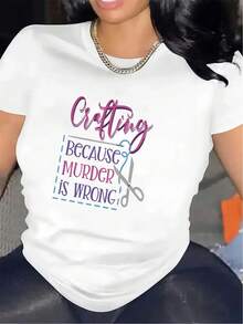 Camiseta de algodón de manga corta, diseñada para entusiastas de las manualidades, duradera y cómoda, adecuada para talleres caseros, con diseños de frases divertidas, perfecta para actividades informales en la sala de estar o en el estudio. - Negro - Ver 7