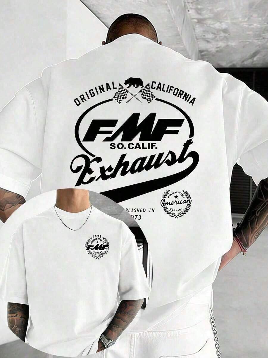 GiftCamiseta de hombre con patrón de doble cara con el logo , camiseta con temática de motocross, camiseta de manga corta de alta calidad 100% algodón, un artículo de moda imprescindible para el verano, cuello redondo, corte holgado, estilo Y2K Street Hip-Hop para hombres y mujeres, ideal para entusiastas de las carreras todoterreno y el regalo perfecto para amigos. Suave - Blanco - Ver 1