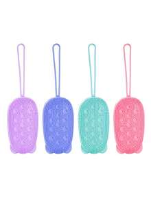 1 cọ tắm silicon, cọ tẩy tế bào chết hai mặt, massage nhẹ nhàng, làm tươi mát làn da, ít gây dị ứng và không gây kích ứng, không cần dùng điện, phụ kiện phòng tắm. - Nhiều màu - Xem 4