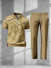 Men's Casual Stylish Polo Shirt With Collar, Short Sleeves, 3D Irregular Print T-Shirt - CD207-6 - Xem 12