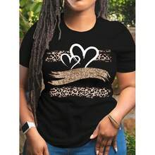 Casual Cotton Single Garment, Not A 3-Piece Set, 1 Piece/Set Of Short-Sleeved T-Shirts Suitable For Streetwear. Oversized Crew Neck Top For Daily Outings, Camping, Concerts, Hip-Hop, Rock, And Rap Events. Women's Sporty T-Shirt. Suitable For Spring, Summer, Autumn, And Winter.  And . Three-Piece Set Of Short-Sleeved T-Shirts With Love Pattern Print 3539. Men's T-Shirt Tops. - 黑色 - 查看 2