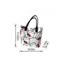 Miniso 三丽鸥 Hello Kitty 简约印花帆布手提包，奶油色单肩包，日常使用 - 白色 - 查看 6