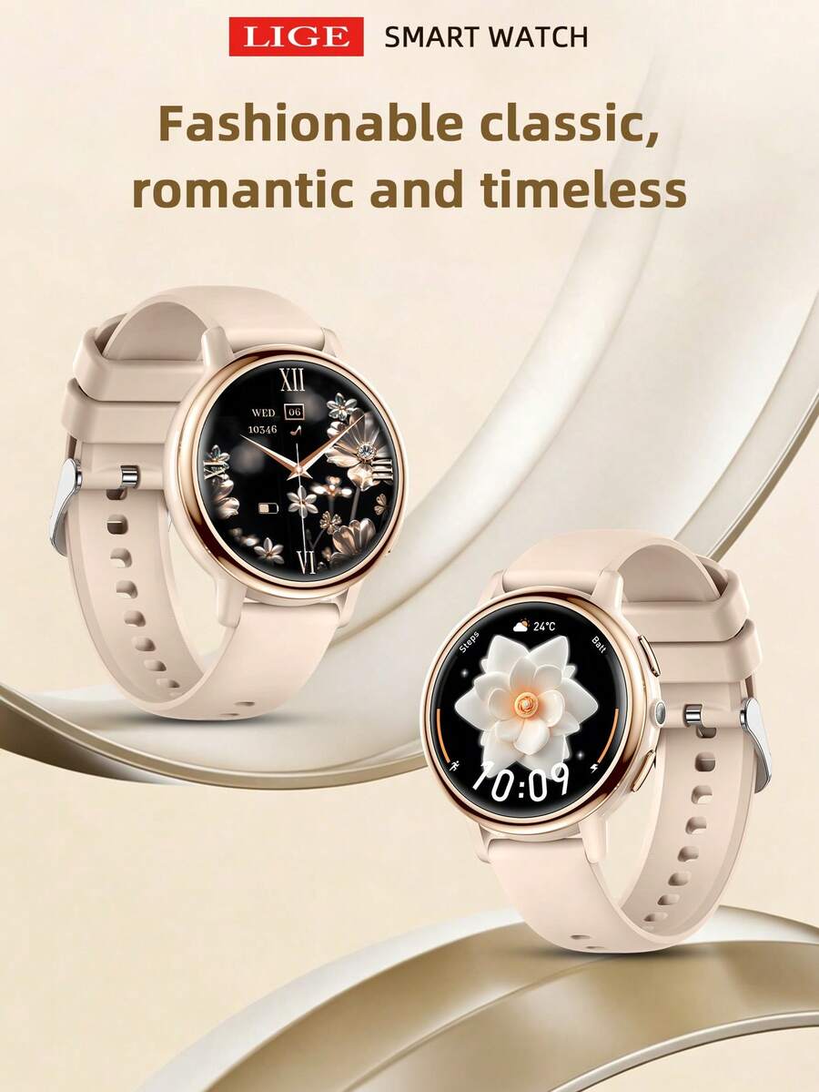LIGE New Round Dial Silicone Strap Smartwatch, Daily Waterproof, Multiple Sports Functions, Activity Tracking, Weather Forecast, Call Reminder, Customizable Dial, Fashion Multi-Function Sports Smartwatch For Men And Women - View 1