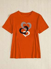Camiseta de manga corta ajustada casual para mujer - Negro - Ver 3