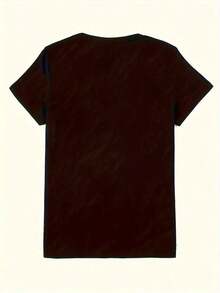 Loose Lightweight Printed T-Shirts For Women, Plus Sizes, Casual Style, 100% Cotton, Popular Choice Basic Crew Neck Cotton T-Shirt For Women - 黑色 - 查看 4