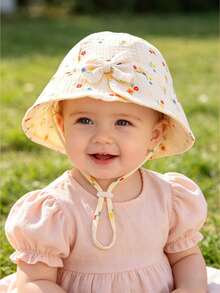 1pc Baby Solid Color Sun Hat, Breathable Beach Bucket Hat With Adjustable Rope, Suitable For Boys And Girls Summer Sun Protection - 1PC - View 5