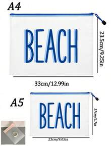 Túi đi biển PVC chống nước thời trang với in màu khối "Beach", in chữ nhiều màu, kích thước A4, túi đựng mỹ phẩm trong suốt với khóa kéo nylon, phù hợp để bơi, lặn và kỳ nghỉ hè, nhẹ, phù hợp cho nam nữ trẻ, phụ kiện túi đi biển, vật dụng du lịch thiết yếu, phụ kiện du lịch, vật dụng không thể thiếu cho kỳ nghỉ. Đồ dùng học tập quay lại trường, túi đựng đồ vệ sinh cá nhân, túi giặt, túi tắm dung tích lớn cho nữ, quà tặng Ngày của Mẹ, quà tặng giáo viên, vật dụng thiết yếu cho du thuyền - Nhiều màu - Xem 10