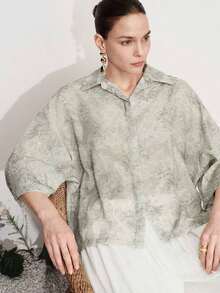 Blusa elegante y vintage de estilo francés con diseño jacquard, apropiada para primavera, verano y otoño - Multicolor - Ver 2