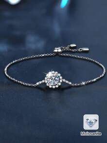 1 chiếc vòng tay bạc 925 cao cấp đính đá Moissanite 1 carat 6.5mm, thích hợp đeo hàng ngày, đi làm, dự tiệc, đi nghỉ mát, sinh nhật, Ngày Valentine, Ngày của Mẹ, kỷ niệm ngày cưới, Giáng sinh, quà tặng trang sức cho nữ. - SL0037M - Xem 1