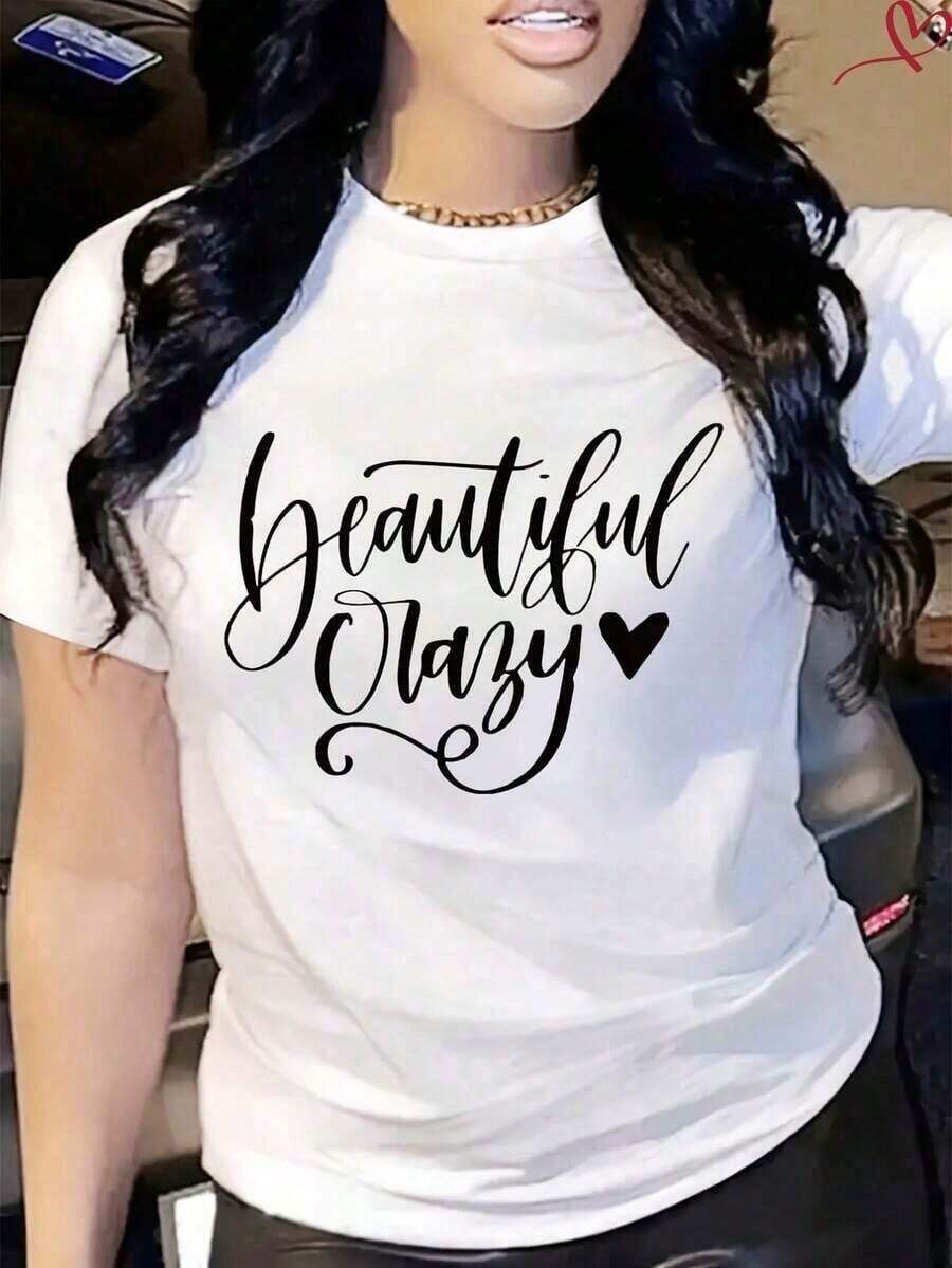Camiseta Casual de Manga Corta para Mujer, Mezcla de Algodón, con Estampado de Coche 'Chasing The Horizon', Cuello Redondo, Largo Regular - Estilo_aw - Ver 1