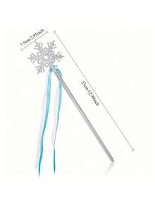 6/1pc Silver Snowflake Shaped Wands With Blue Ribbon Decor, Birthday Party Decoration, Gender Reveal Prop, Atmosphere Photo Prop, Home Gathering Decor, Ideal For Winter Theme Party And Decoration - Multicolor - View 8