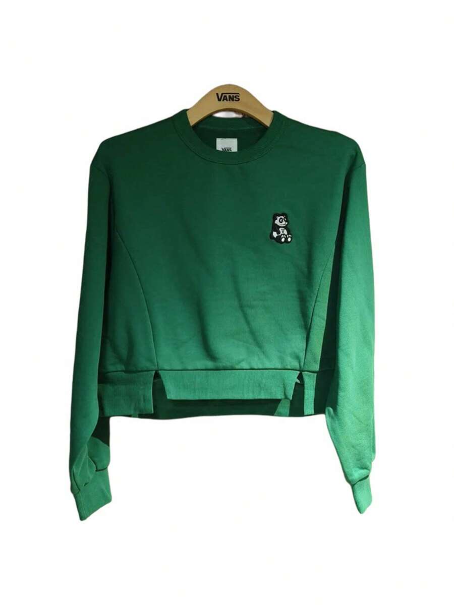 Sudadera Vans para mujer con estampado de panda, estilo deportivo informal y cómodo, cuello redondo, VN000JK0J5F - Verde - Ver 1