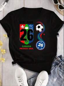 2026 Unisex New Popular Casual-Shirt 2026 Shirt PNG & SVG Retro-Shirt Design Usa Canada Mexico Soccer Printable Fun Printed Round Neck Short Sleeved-Shirt Suitable: Sports Events/Holiday Parties/Outings/Sports And Other Holiday Gifts - Negro - Ver 1