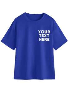 Customizable Personalized Gift, Customizable Women's T-Shirt Front And Back, Can Add Text, Can Choose Color And Font Sports - Blue - View 2