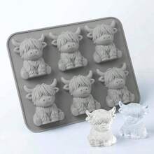 可愛3D粉紅色牛形冰塊模具，多功能居家巧克力模具。冰箱冰盤，適用於家庭、酒吧、夜店、威士忌、派對和禮物 - 迷你高地牛冰塊模具，廚房配件，家居用品，烘焙 - 彩色 - 查看 10