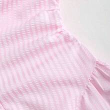 Sweetro Sweet & Fresh Pink Short Sleeve Shirt Dress, Waist Cinched Slimming Stylish Blouse Dress For Summer - Azul Marino - Ver 4