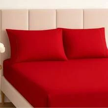 400 Thread Count Premium Bedding Set With Stick Stitch Finish - RED - View 4