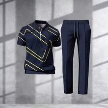Men's Casual Stylish Polo Shirt With Collar, Short Sleeves, 3D Irregular Print T-Shirt - CD207-6 - Xem 5