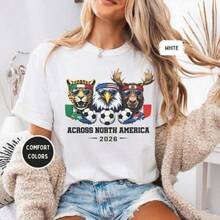 Camiseta de la Mascota del Fútbol 2026, Camiseta de Fanático del Fútbol Mundial, Diseño Gráfico Vintage MX US CA, Regalo para Amantes del Fútbol - Negro - Ver 6