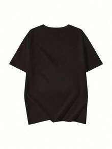 Women's Cotton T-Shirt, Round Neck, Casual. Short-Sleeved Summer T-Shirt For Women With A Tomato Print, Versatile, Loose Fit, Round Neck, Y2K Style. Simple T-Shirt For Everyday Wear. - 黑色 - 查看 4