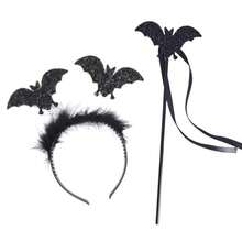 Halloween Bat Magic Wand Set With Spider Headband, Party Costume Props, Holiday Magic Wand, Perfect For Trick Or Treat, Costume Parties, And Decorations - Multicolor - View 7