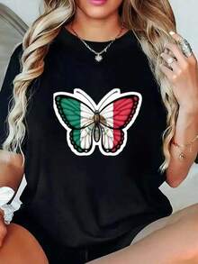 Camiseta Unisex Tallas Grandes Manga Corta 100% Algodón, 1 Sexy Casual Fiesta Elegante Dulce Alta elasticidad Playa Noche de fiesta Vacaciones Boda Deportivo Colegio Vacación Oficina Casa Diario Tener una cita Fiesta de Cumpleaños Fiesta de Bienvenida al Bebé verano Diseño tradicional mexicanoRegalo perfecto para amigos, familiares y amantes de la moda - Negro - Ver 6