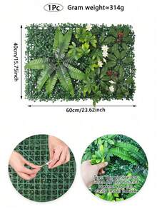 1pc Artificial Green Wall Panel, Size 40cm*60cm, Artificial Grass Wall Decor, Suitable For Garden Fence, Privacy Screen, Indoor/Outdoor Backyard Decoration, Wedding & Party - Multicolor - View 7